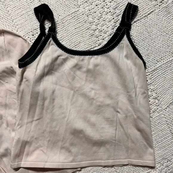 Sigrid Olsen Cream and Black Trim Beaded Cardigan and Tank Set - Picture 7 of 10